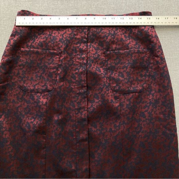 Libby London Chester Jacquard Skirt Career Pencil Navy Burgundy UK 12 US 8 - Picture 6 of 11